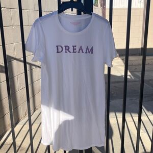 Victoria's Secret White Tee with the word DREAM in purple sparkles.  Never worn